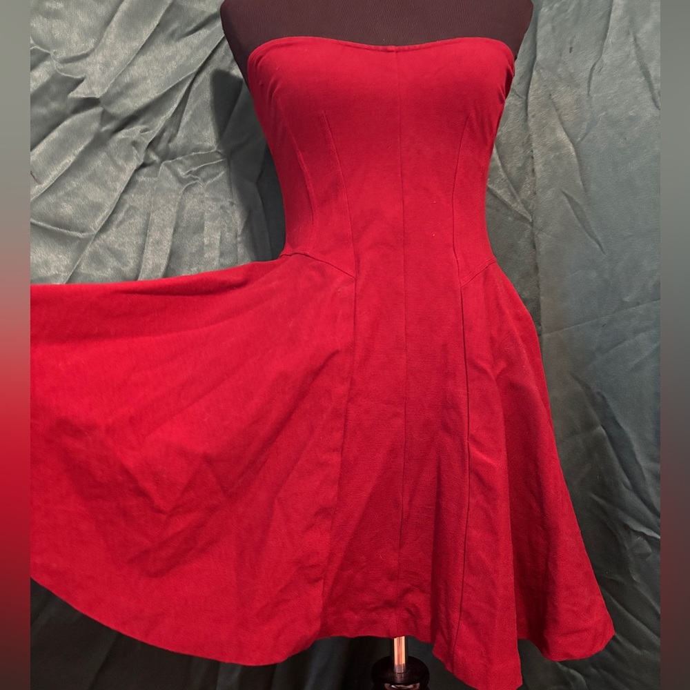 Structured Red Fit and Flare Dress - Picture 5 of 6